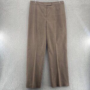 Kasper Pants Womens 10 Taupe Herringbone Pinstripe Wide Leg Work Office Career